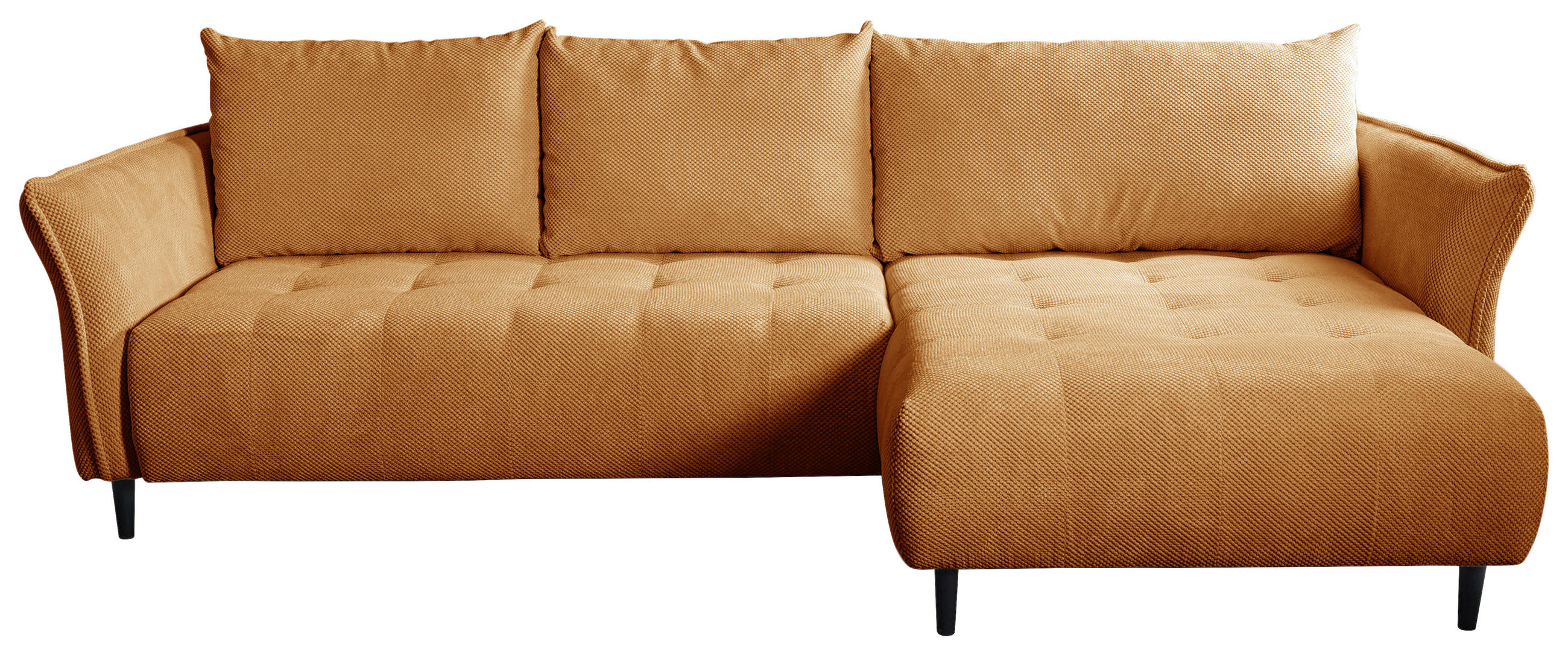 ECKSOFA MONTE CARLO Senfgelb Struktur, Plüsch  - Senfgelb/Schwarz, Trend, Textil (290/160cm) - MID.YOU
