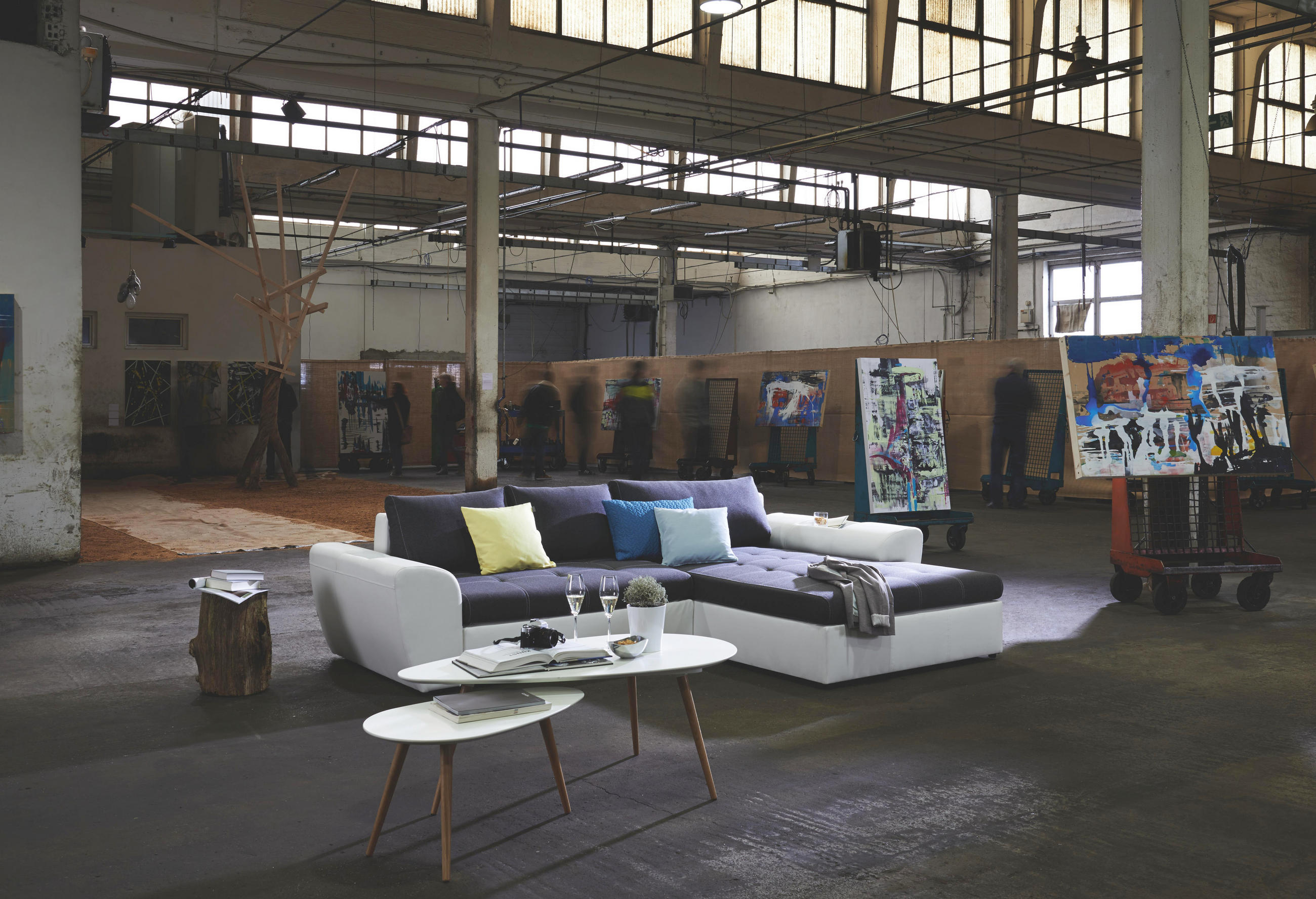 WOHNLANDSCHAFT in Anthrazit, Weiß Textil - Anthrazit/Schwarz, Design, Kunststoff/Textil (204/290cm) - CARRYHOME