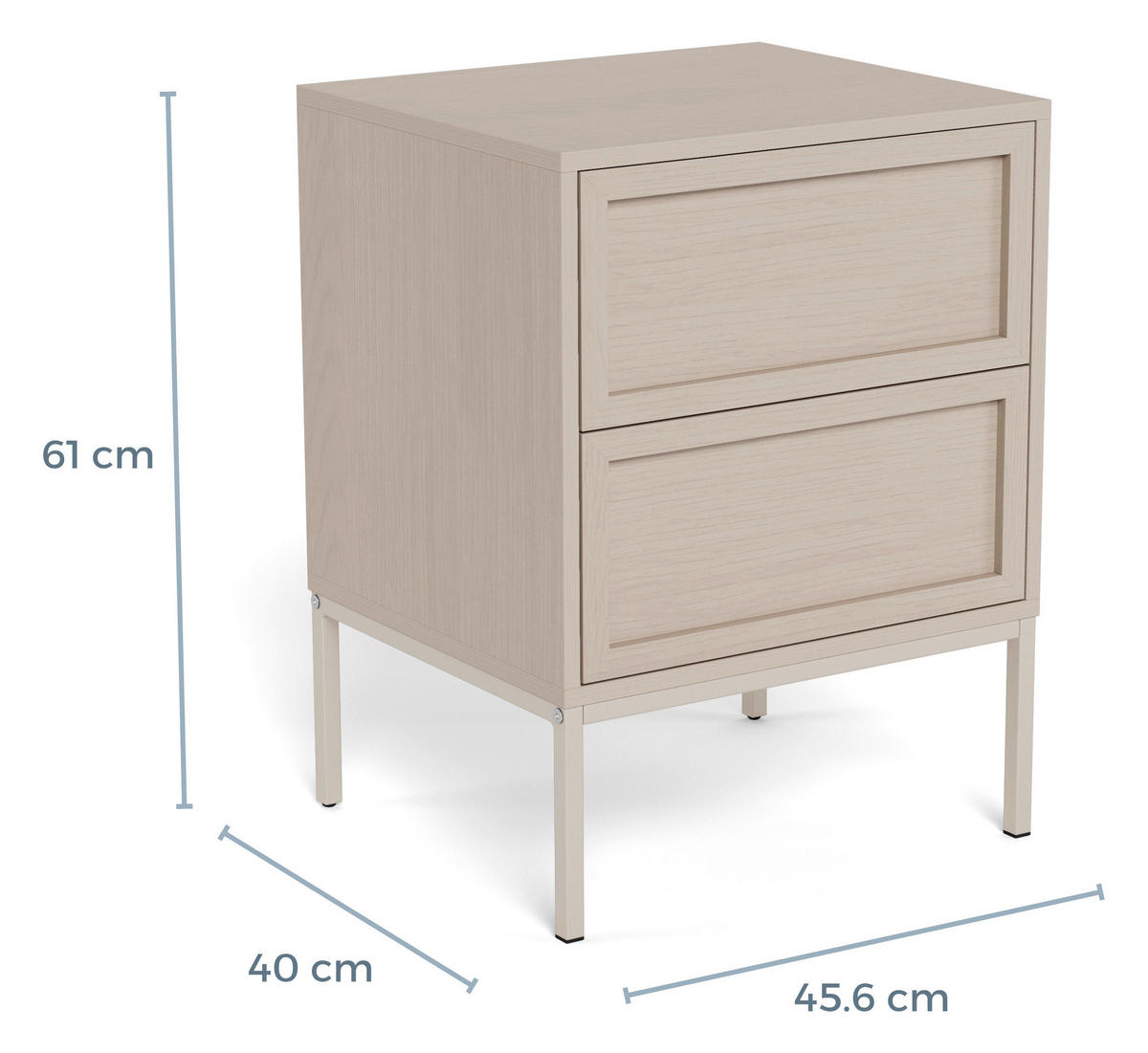 NACHTSCHRANK 46/61/40 cm  - Eiche grau/Grau, MODERN, Holzwerkstoff/Metall (46/61/40cm) - VanDerken