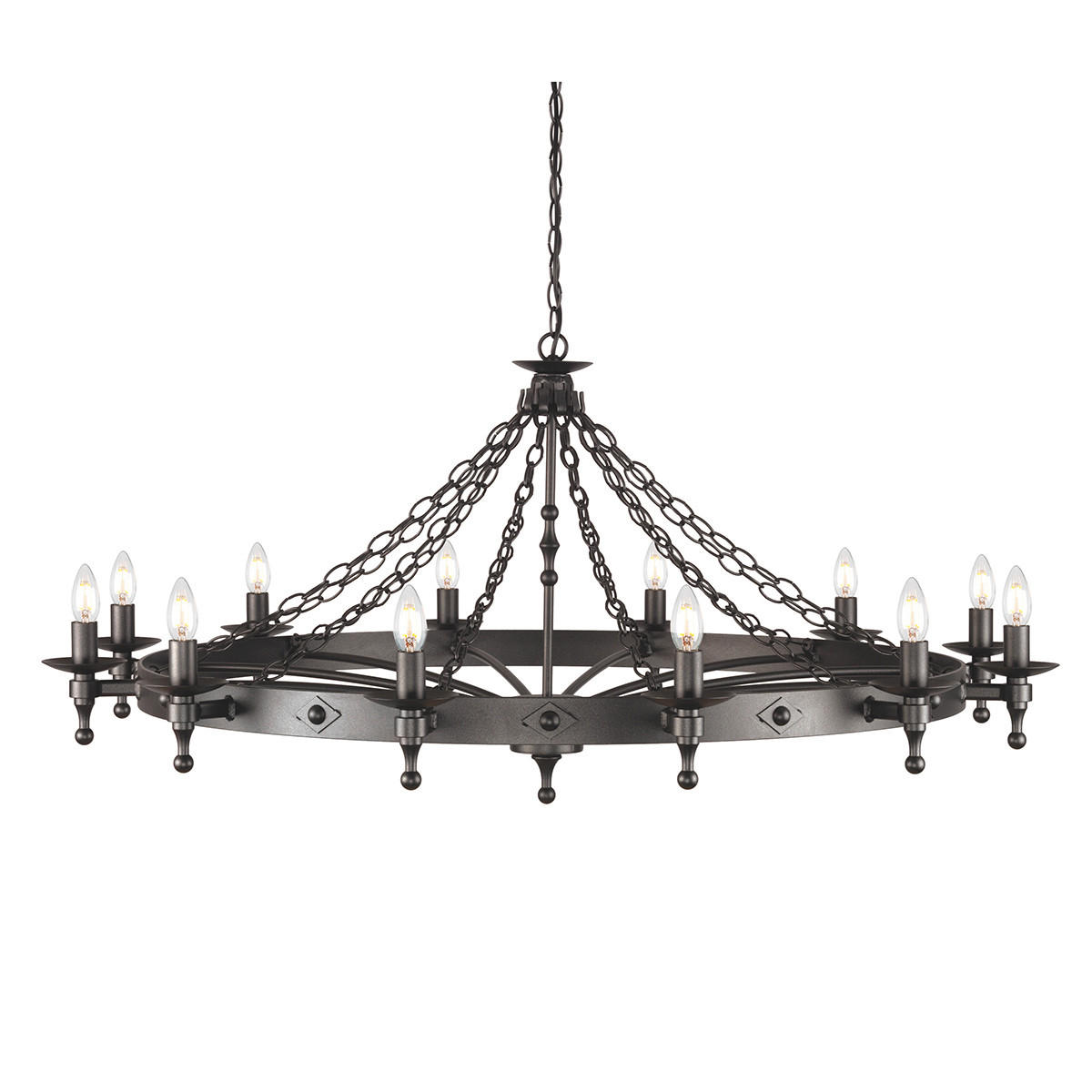 KRONLEUCHTER 122/73 cm    - Graphitfarben, Romantik / Landhaus, Metall (122/73cm) - Elstead Lighting