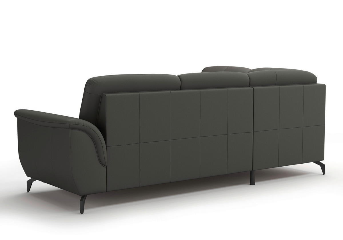 ECKSOFA in Echtleder Anthrazit  212/244 cm  - Anthrazit/Schwarz, MODERN, Leder/Metall (212/244cm) - Sit & More
