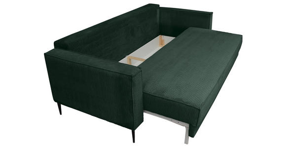 SCHLAFSOFA Cord Dunkelgrün - Dunkelgrün/Schwarz, KONVENTIONELL, Textil/Metall (222/93/98cm) - Carryhome