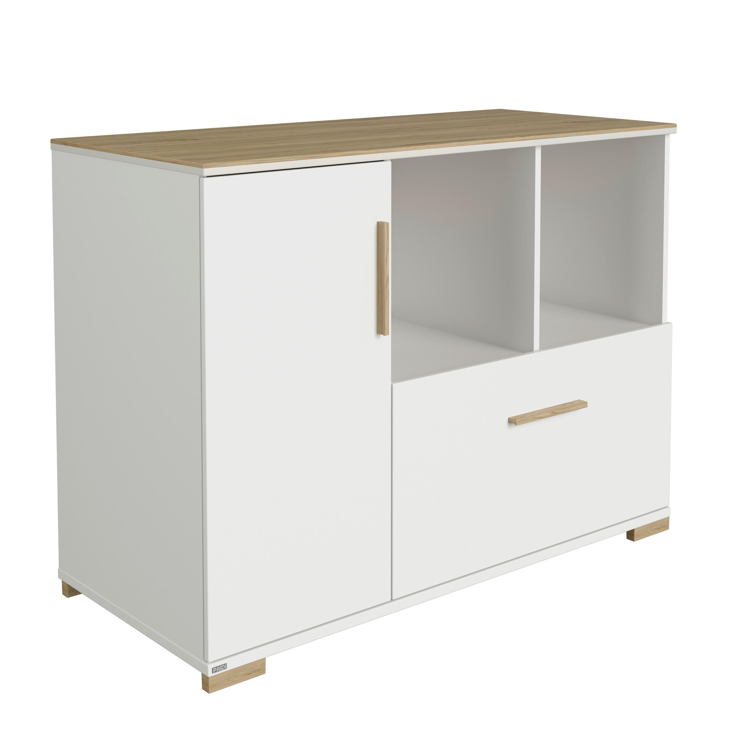WICKELKOMMODE Weiß, Eichefarben  - Eichefarben/Weiß, Basics, Holzwerkstoff (123,50/92,10/55,60cm) - Paidi
