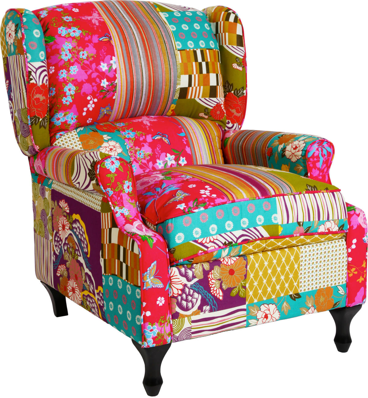 FOTELJA 77/96/93 cm , višebojna  - višebojna/crna, Dizajnerski, tekstil/drvo (77/96/93cm) - Hom`in