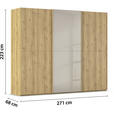 SCHWEBETÜRENSCHRANK 270/223/68 cm 3-türig Eichefarben, Fango  - Fango/Eichefarben, Design, Glas/Holz (270/223/68cm) - Novel
