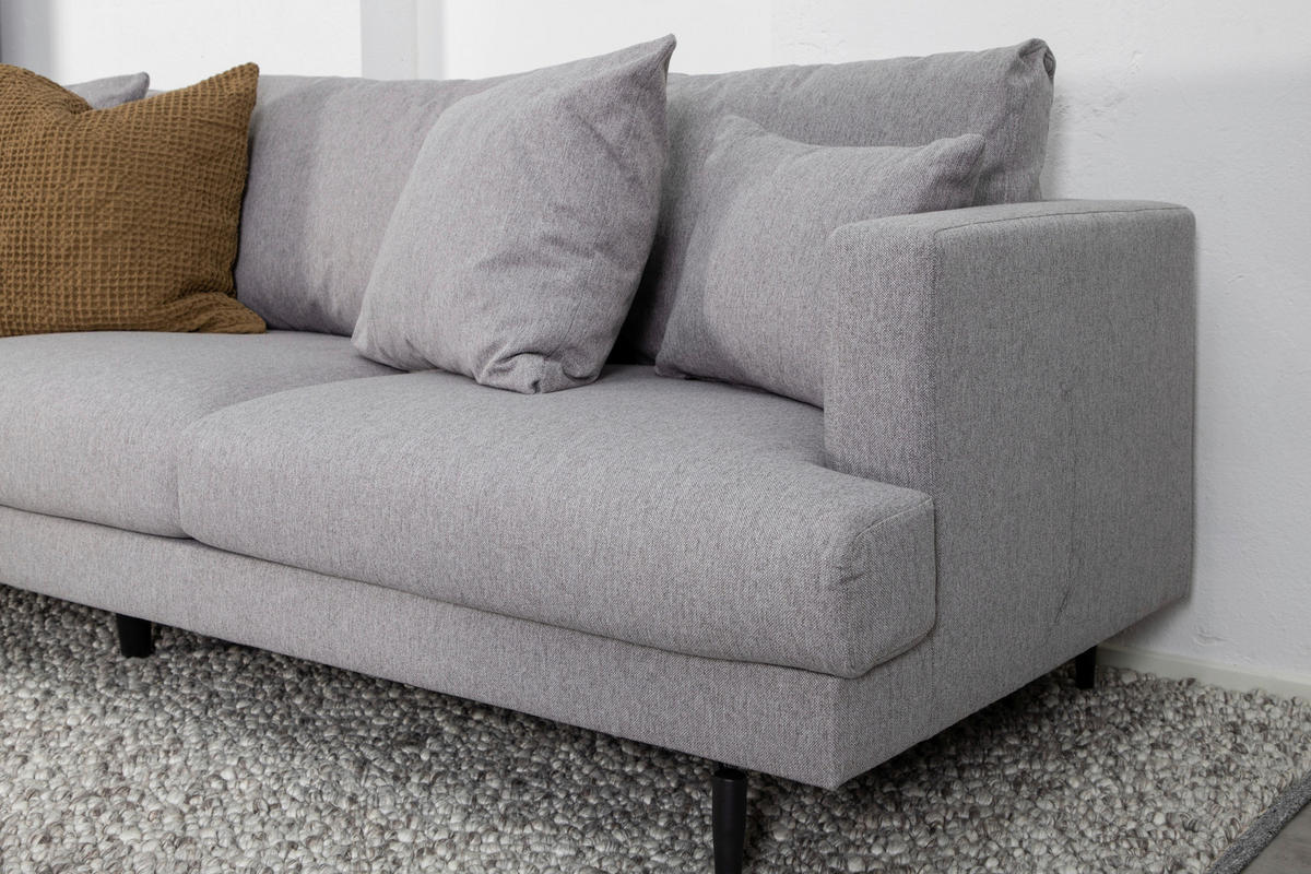 3-SITZER-SOFA Schwarz  - Schwarz/Grau, Design, Holz/Kunststoff (260/86/88cm) - Livetastic