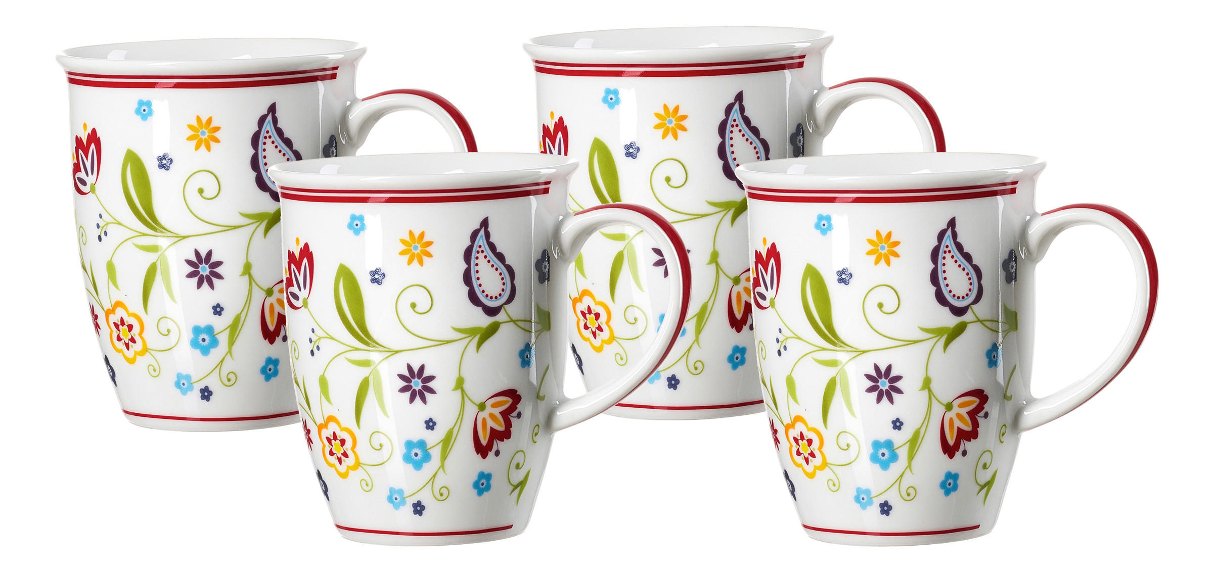 KAFFEEBECHERSET Shanti 4-teilig  - Multicolor/Weiß, KONVENTIONELL, Keramik (0,32l) - Ritzenhoff Breker