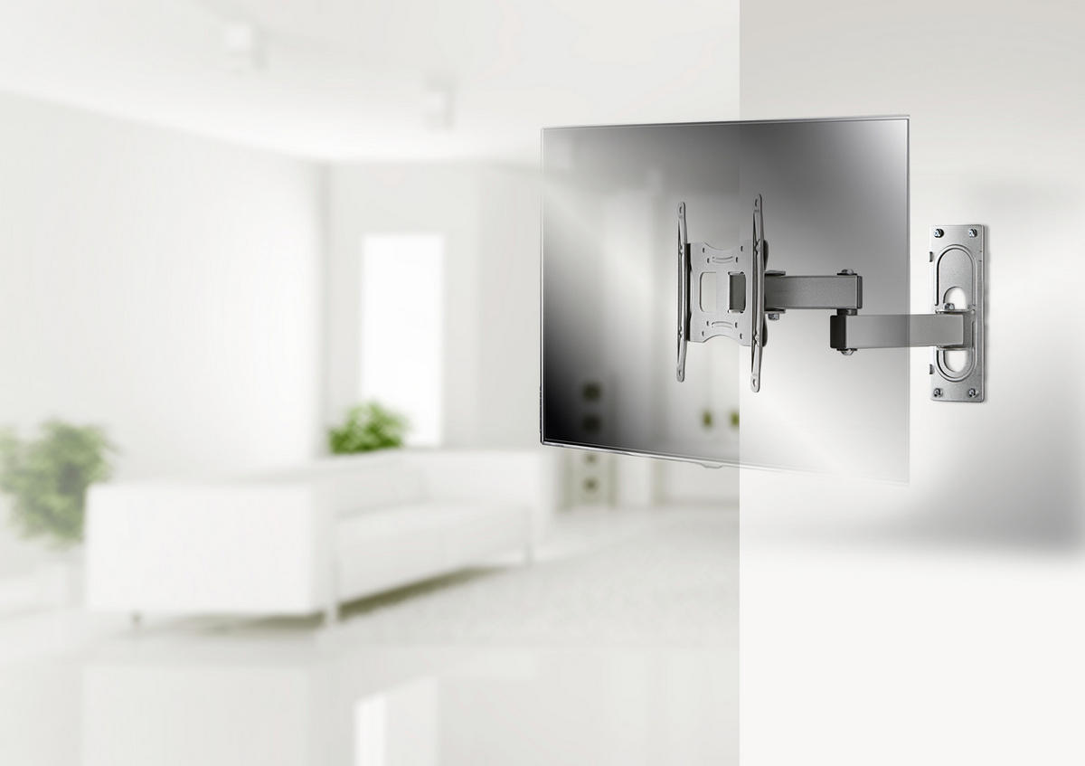 TV-Wandhalter in Silberfarbe in Silberfarben  - Silberfarben, Konventionell, Metall (21,9/28/9,6-35,7cm) - MID.YOU