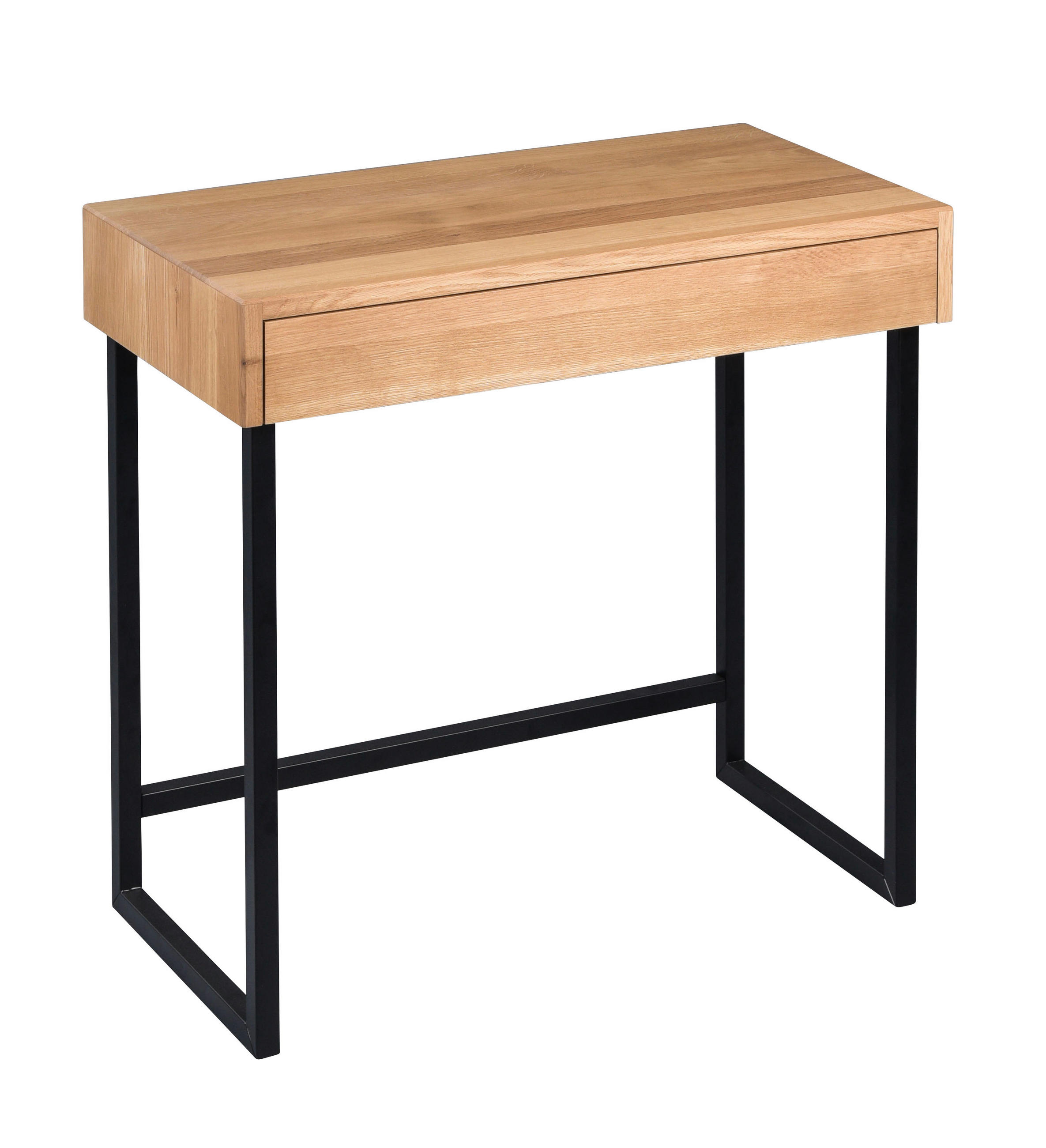 KONSOLENTISCH Wildeiche massiv Schwarz, Wildeiche  - Wildeiche/Schwarz, Natur, Holz/Metall (80/42/75cm) - Livetastic