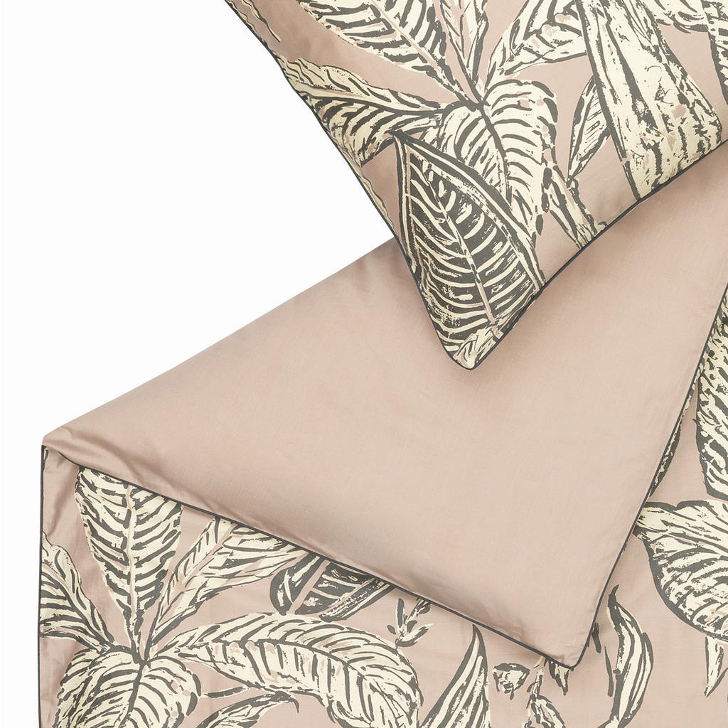 Thumbnail - Schöner Wohnen Wendebettwäsche Emma, Grau, Altrosa, Beige, Textil, Blätter, 155x220 cm, angenehm wärmend, samtiger Griff...