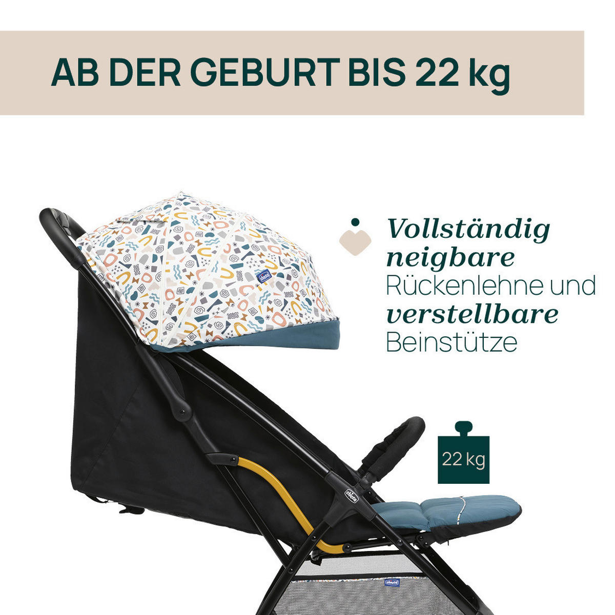 BUGGY GLEE  - Blau, Basics, Textil/Metall (49/87/106cm) - Chicco