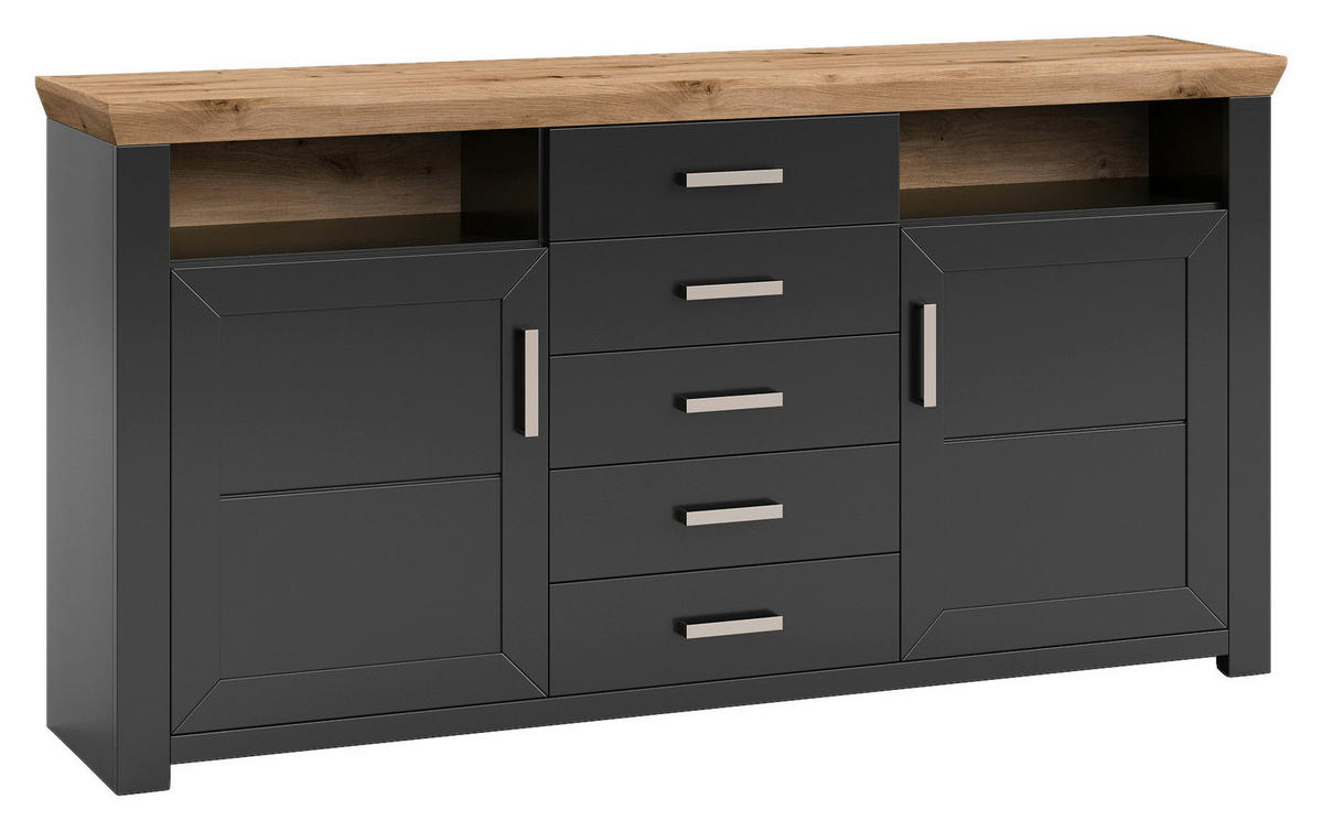 SIDEBOARD  in 184,1/94,6/44,2 cm  - Graphitfarben/Eiche Artisan, Design, Holzwerkstoff/Metall (184,1/94,6/44,2cm) - SetOne by Musterring