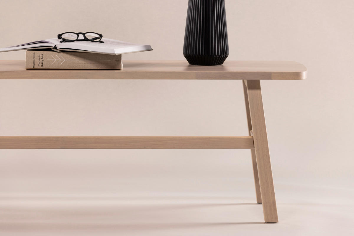 SITZBANK 140/45/35 cm Weiß Kautschukholz furniert  - Weiß, Design, Holz (140/45/35cm) - Livetastic