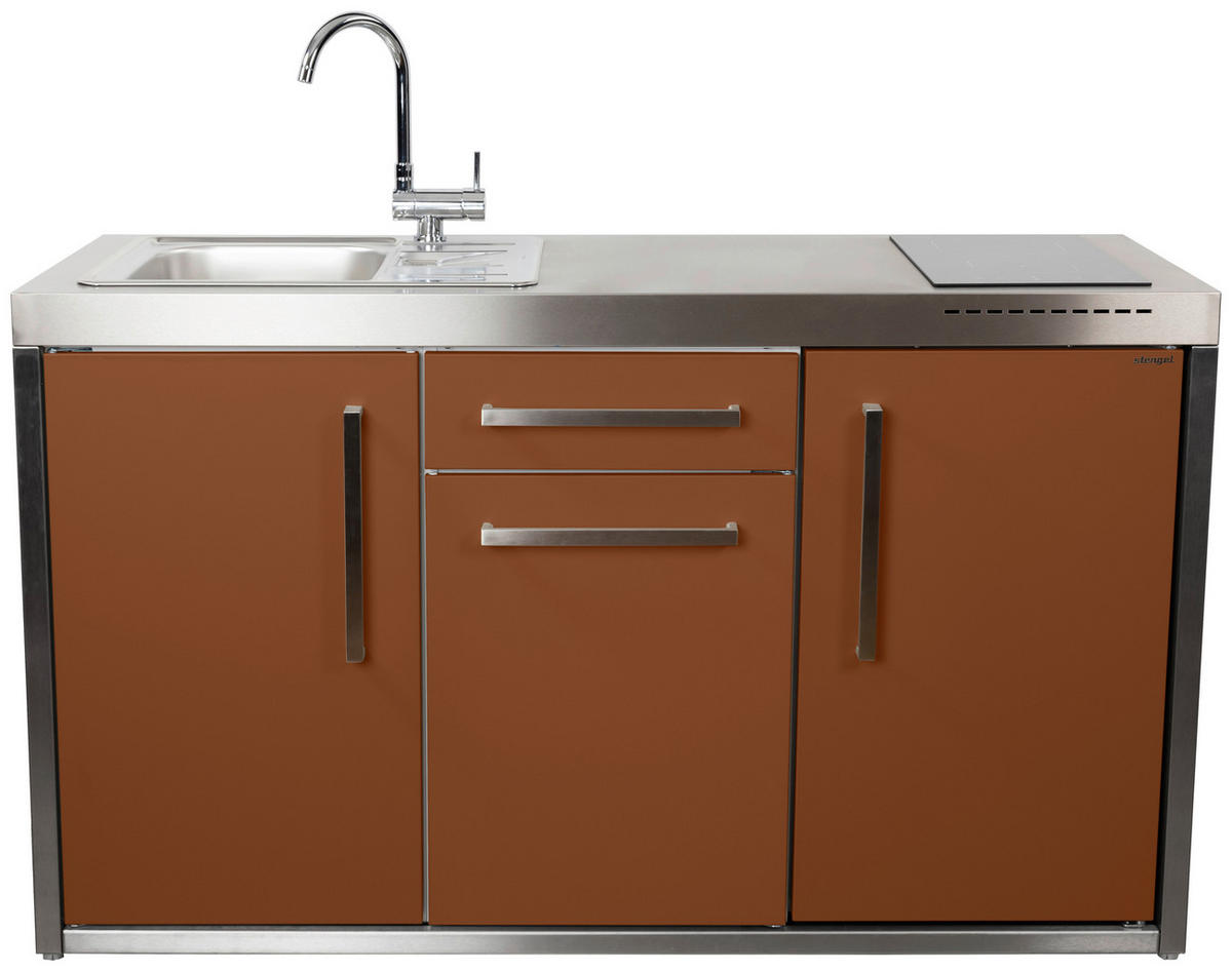 OUTDOORKÜCHE - Edelstahlfarben/Braun, Basics, Metall (157/98/62cm)