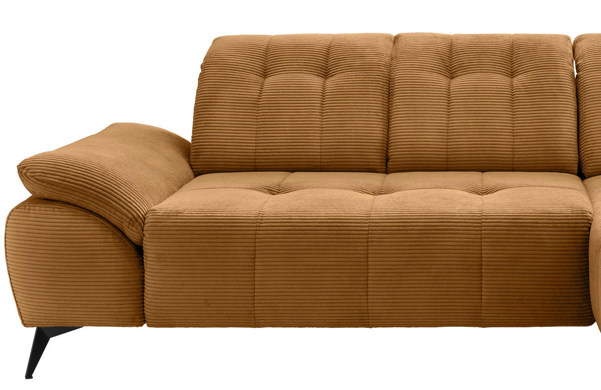 ECKSOFA Cord Goldfarben  - Goldfarben/Schwarz, Modern, Textil/Metall (280/180cm) - Livetastic