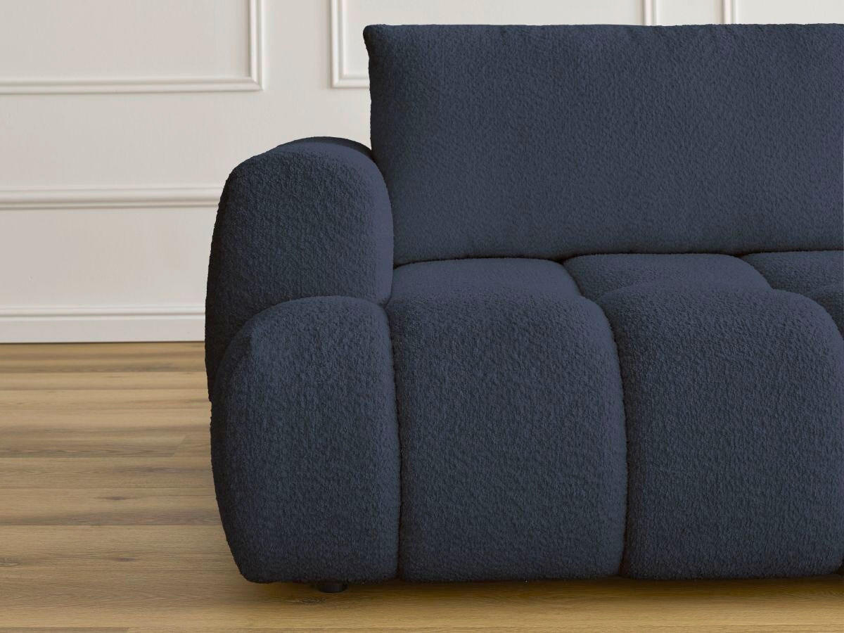 SCHLAFSOFA FUJI Bouclé Dunkelblau  inkl.  - Schwarz/Dunkelblau, MODERN, Kunststoff/Textil (251/113/88cm)