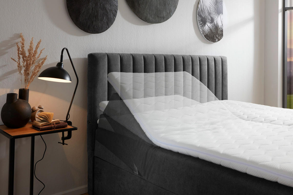 BOXBETT 160/200 cm  in Grau  - Grau, MODERN, Kunststoff/Textil (160/200cm) - MID.YOU