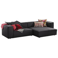 ECKSOFA around the block Graphitfarben Echtleder Rückenkissen, Rücken echt  - Schwarz/Graphitfarben, MODERN, Leder/Kunststoff (300/164cm) - Chilliano