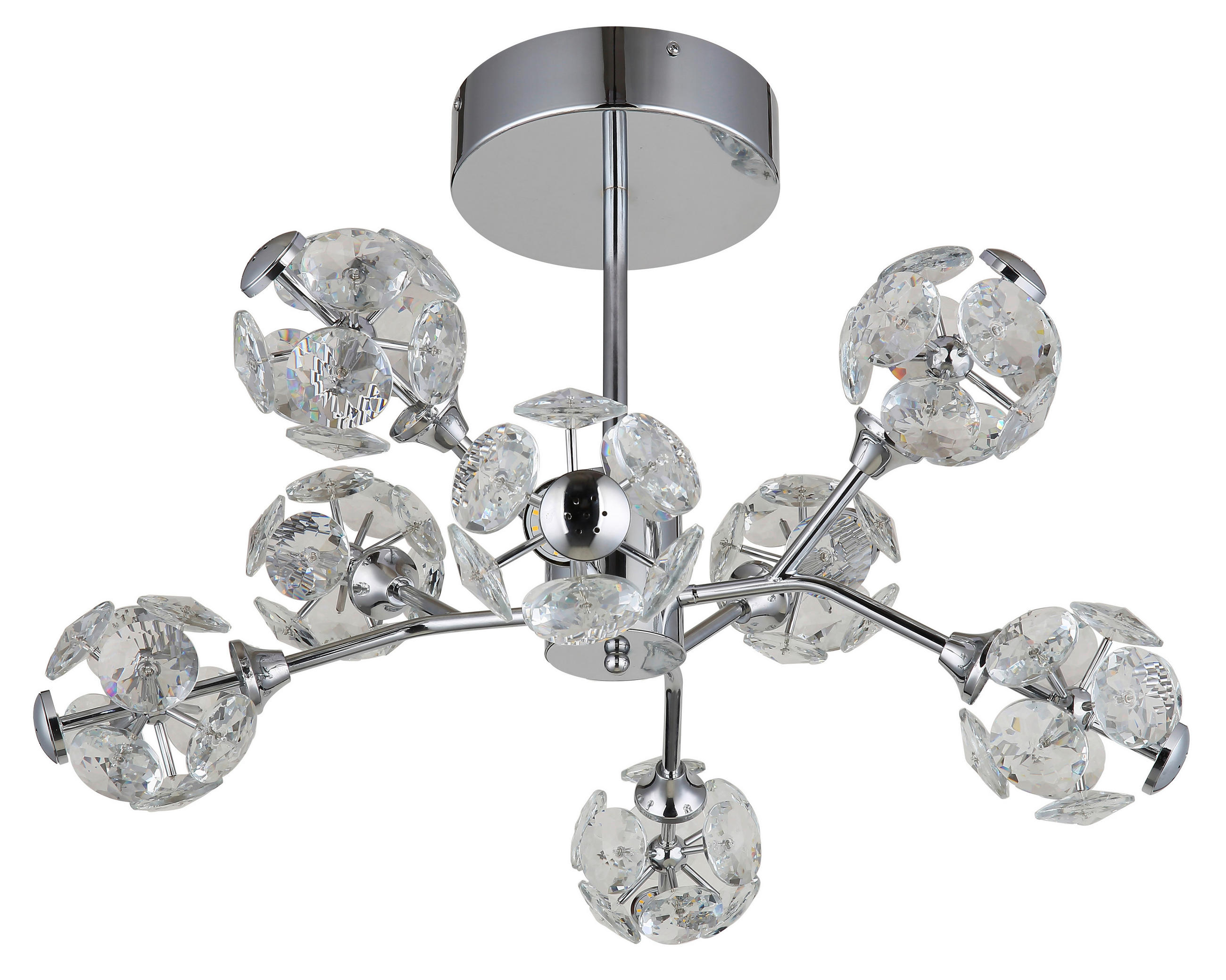 STROPNA LED-SVETILKA  VIRINA //3000 K/230 V/ - barve kroma/prozorno, Konvencionalno, kovina/steklo (68/38cm) - Globo