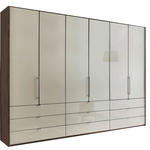 FALTTÜRENSCHRANK 300/216/58 cm 3-türig Trüffeleichefarben, Magnolie  - Chromfarben/Magnolie, KONVENTIONELL, Glas/Holzwerkstoff (300/216/58cm) - Venda