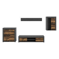 OBÝVACIA STENA, sivá, prírodná farba - čierna/sivá, Design, kompozitné drevo/plast (330/169/35cm) - MID.YOU