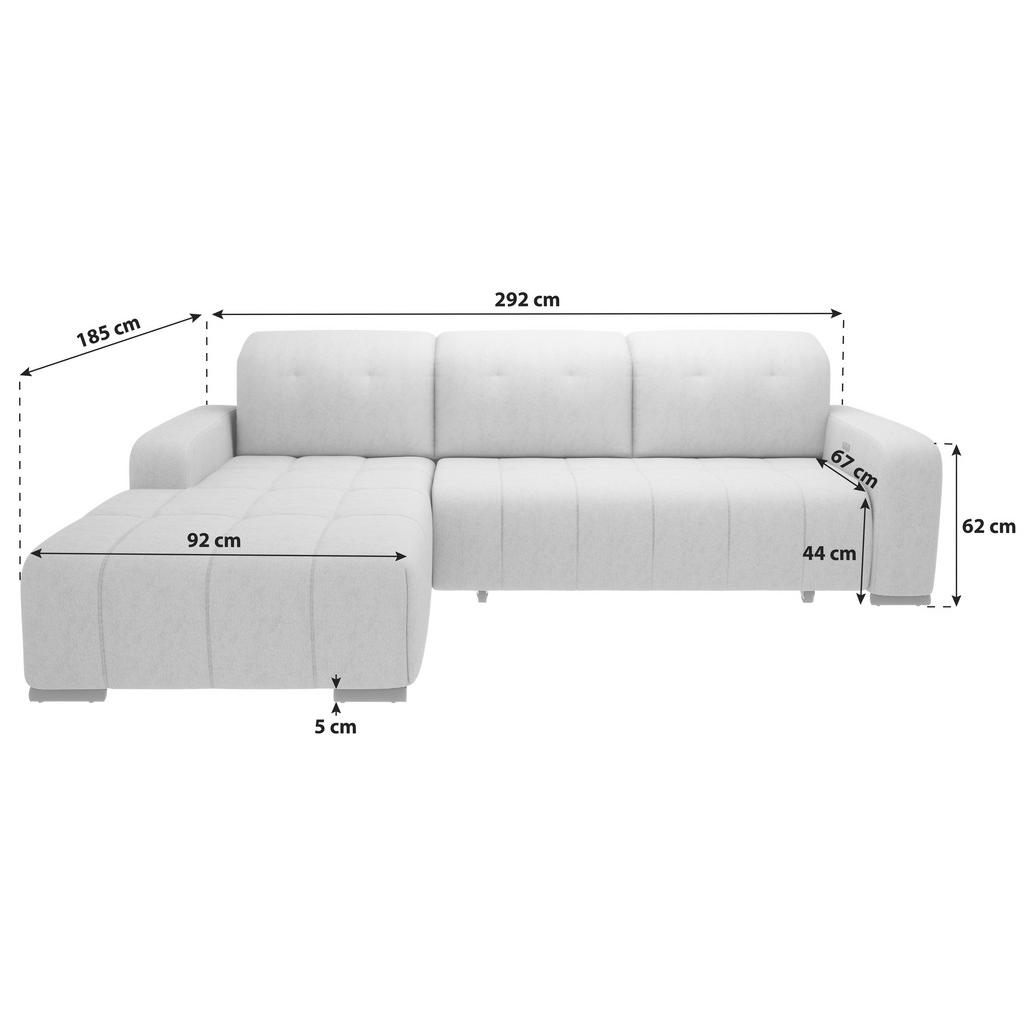 Thumbnail - Livetastic Ecksofa, Beige, Textil, Uni, 4-Sitzer, Ottomane links, L-Form, 292x185 cm, Made in EU, Liegefunktion, elektri...