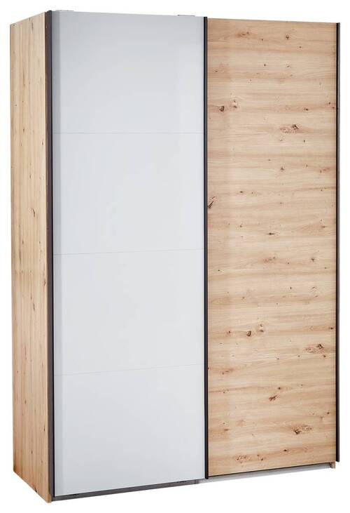 SCHWEBETÜRENSCHRANK in Grau, Eichefarben  - Dunkelgrau/Eichefarben, Modern, Holzwerkstoff/Metall (150/223/60cm) - Xora