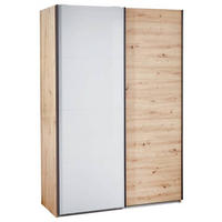 SCHWEBETÜRENSCHRANK in Grau, Eichefarben  - Dunkelgrau/Eichefarben, Modern, Holzwerkstoff/Metall (150/223/60cm) - Xora