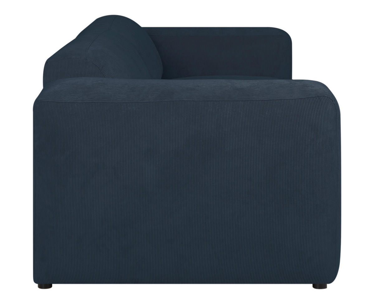 3-SITZER-SOFA in Cord Blau  - Blau/Schwarz, Design, Kunststoff/Textil (247/75/104cm) - MID.YOU