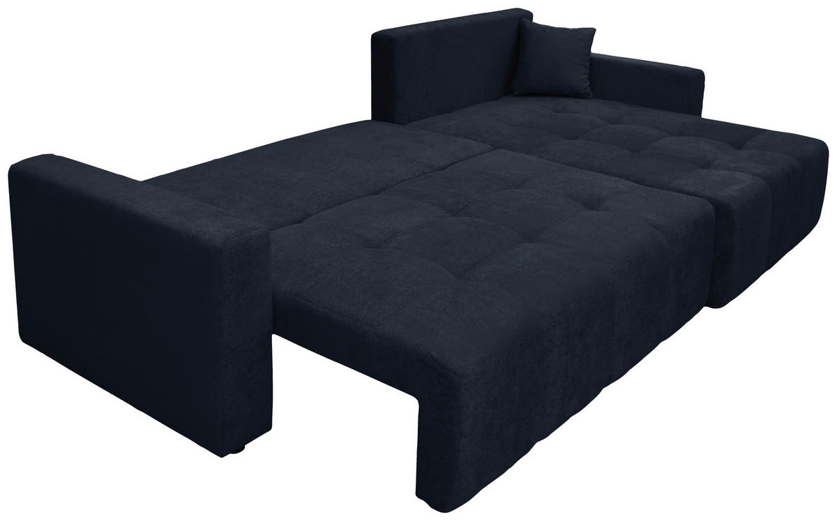 ECKSOFA LAGUNA in Frottee Dunkelblau  260/143 cm  - Schwarz/Dunkelblau, Design, Kunststoff/Textil (260/143cm) - MID.YOU