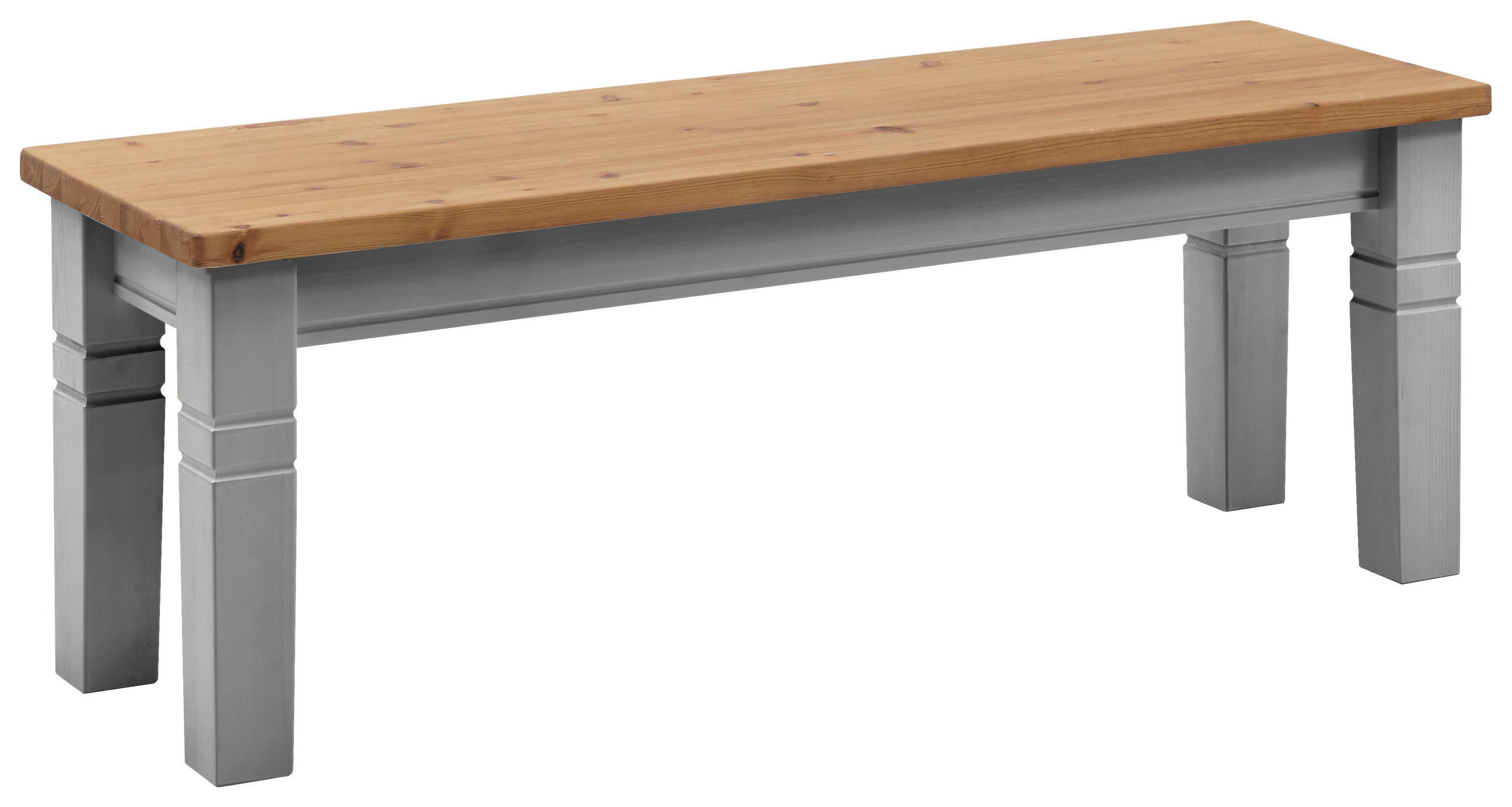 SITZBANK 130/46/40 cm Grau, Laugenfarbig Kiefer massiv  - Laugenfarbig/Grau, ROMANTIK / LANDHAUS, Holz (130/46/40cm) - Boxxx