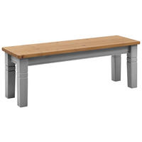 SITZBANK 130/46/40 cm Grau, Laugenfarbig Kiefer massiv  - Laugenfarbig/Grau, ROMANTIK / LANDHAUS, Holz (130/46/40cm) - Boxxx