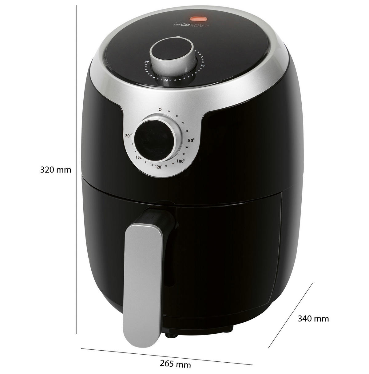 HEIßLUFTFRITTEUSE 1,8 L  - Silberfarben/Schwarz, Basics, Kunststoff (19/29/26cm) - Clatronic