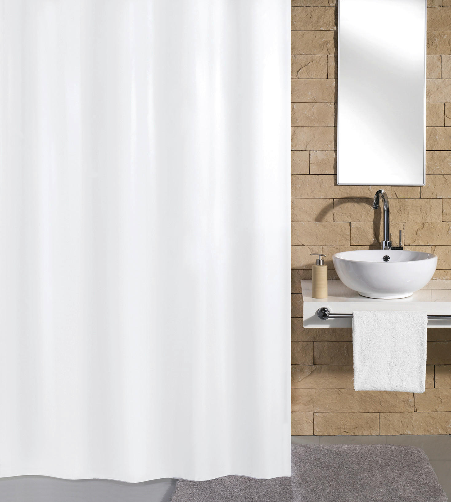 RIDEAU DE DOUCHE 240/180 cm  - Weiss, Basics, Textil (240/180cm) - Kleine Wolke