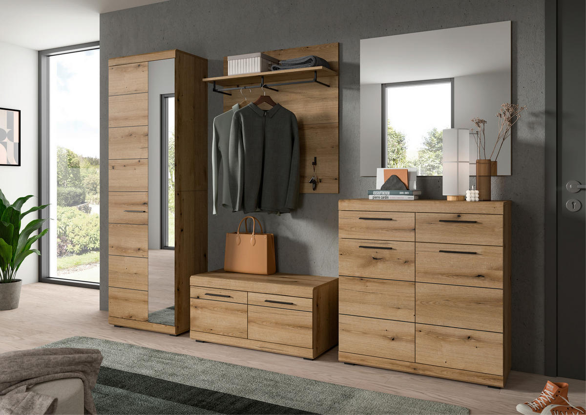 GARDEROBE 5-teilig  in 272/197/40 cm  - Eiche dunkel, Design, Holzwerkstoff (272/197/40cm) - Livetastic