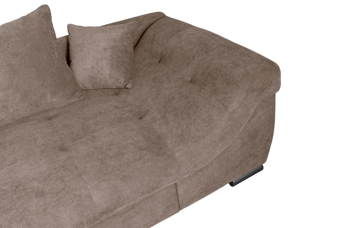 ECKSOFA ATLANTA Braun Struktur Liegefläche im Originalstoff  - Schwarz/Braun, Design, Textil/Metall (202/298cm) - MID.YOU