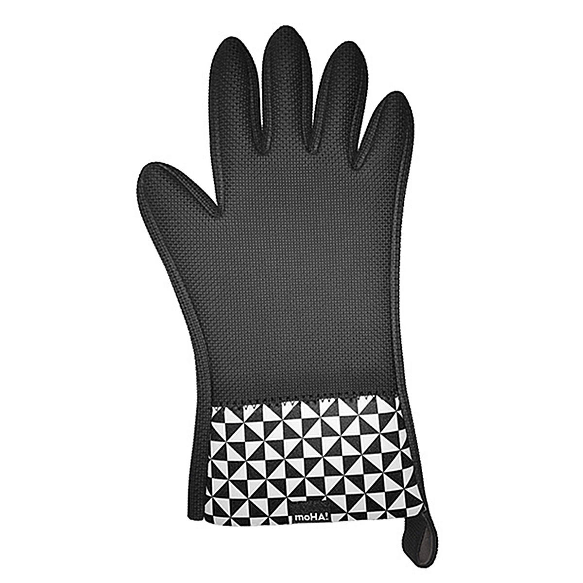 OFENHANDSCHUH Schwarz, Weiss  - Weiss/Schwarz, Basics, Kunststoff (19/3/35cm) - moHA!