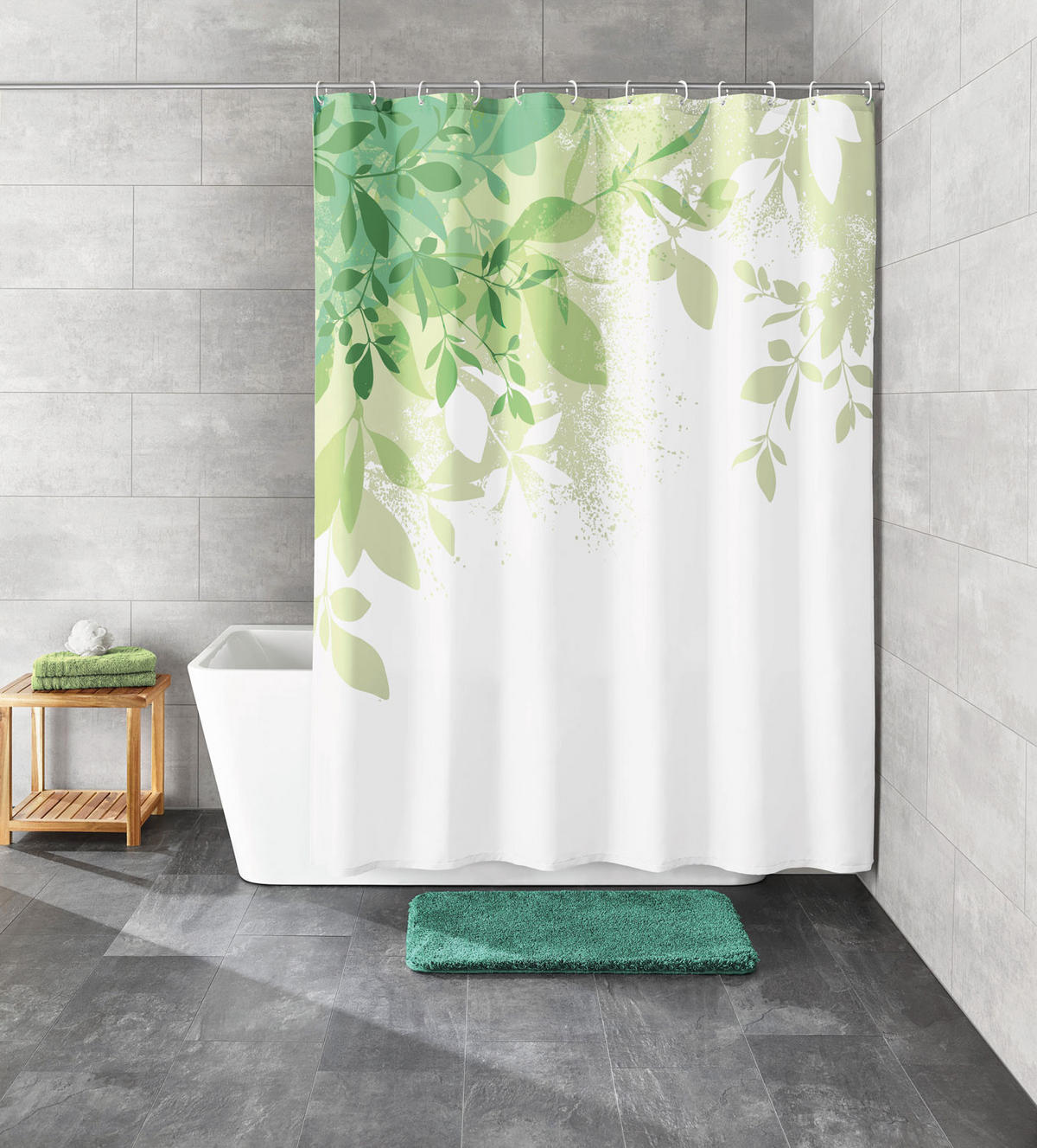 ZUHANYFÜGGÖNY 180/200 cm  - fehér/zöld, Konventionell, műanyag (180/200cm) - Kleine Wolke