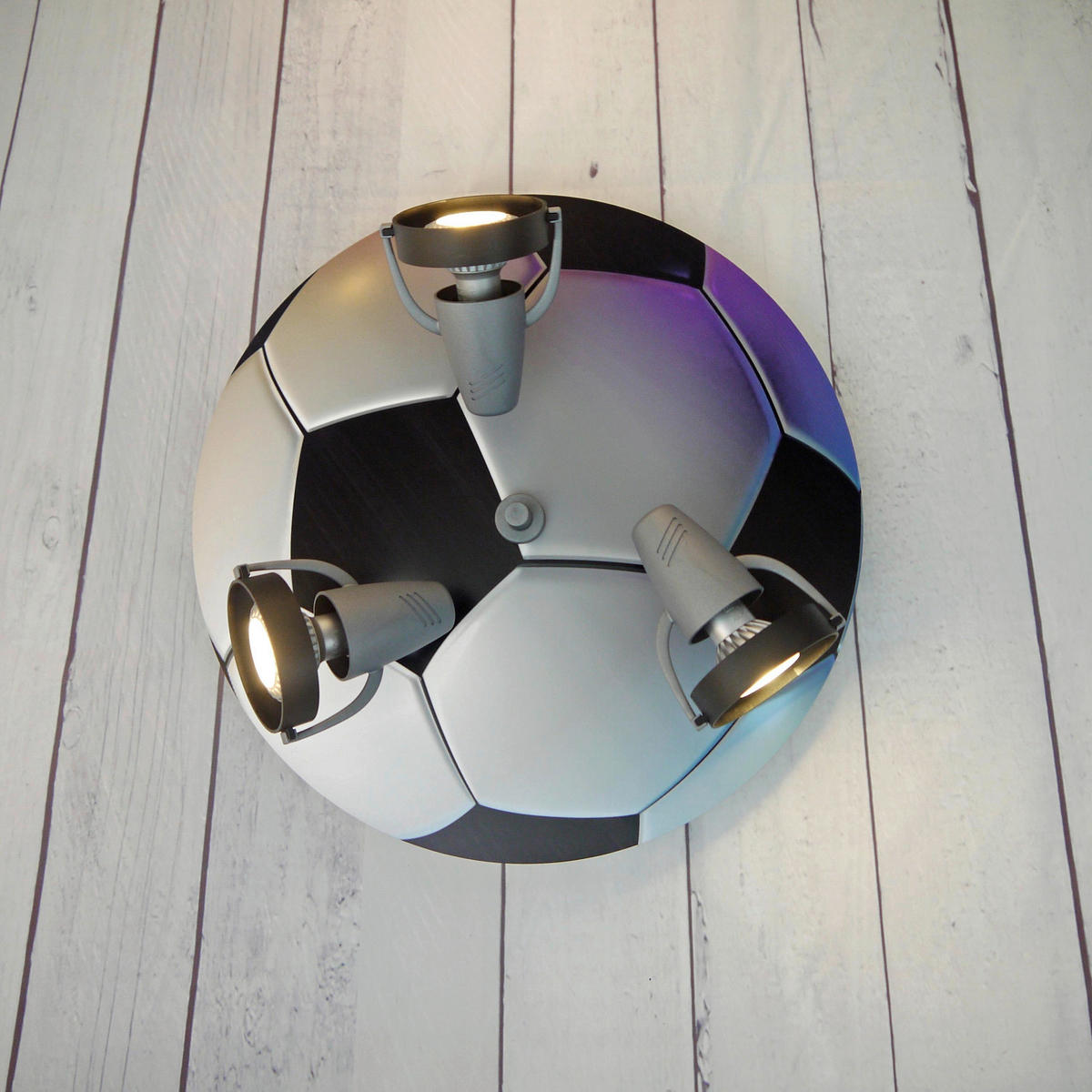 KINDERDECKENLEUCHTE Fußball 35 cm  - Schwarz/Weiß, Basics, Holz/Kunststoff (35cm)