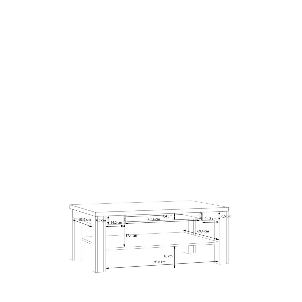KLUBSKA MIZA, 110/45/70 cm barve hrasta  - barve hrasta, Moderno, leseni material (110/45/70cm) - Hom`in
