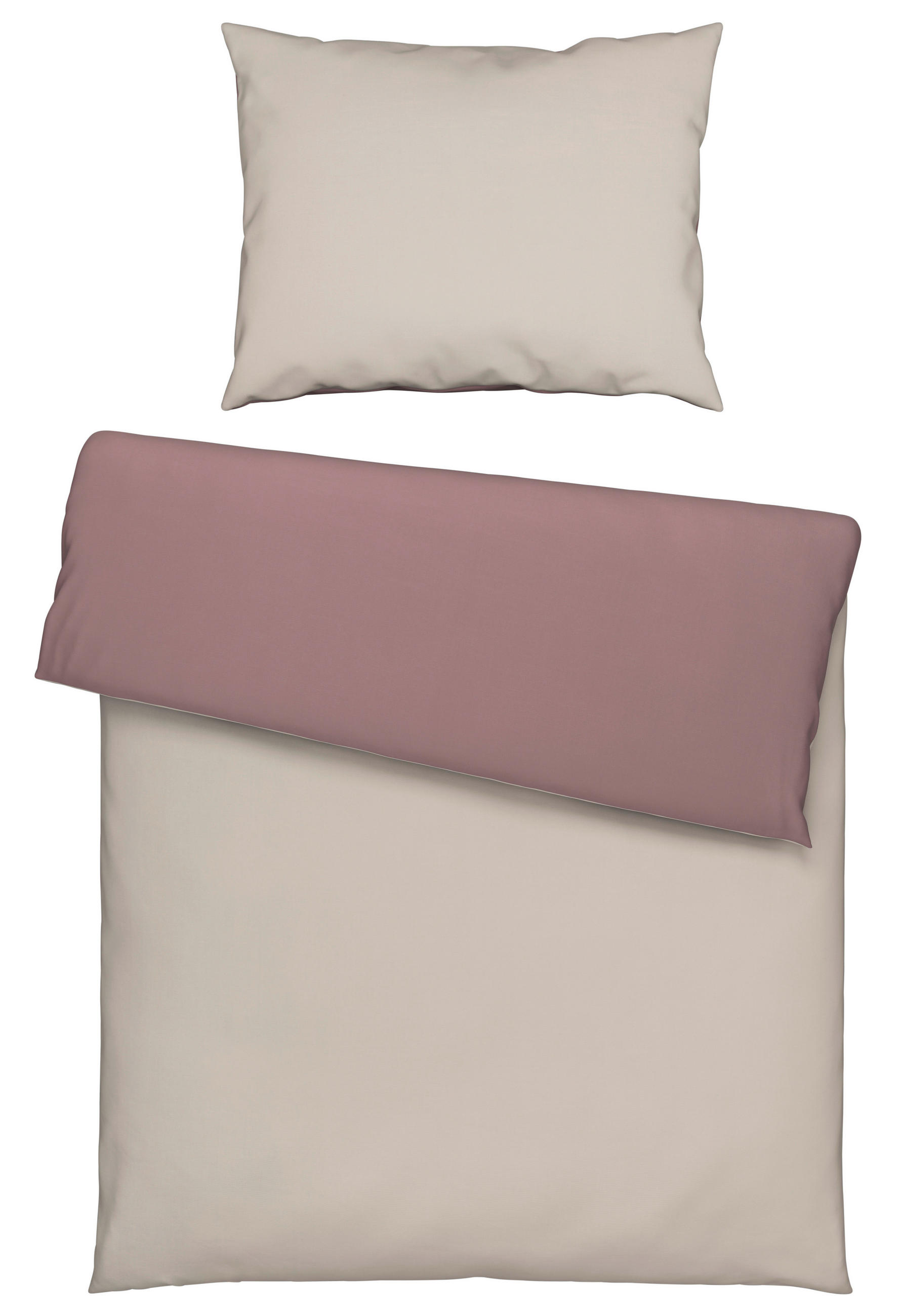 OBOJESTRANSKA POSTELJNINA Uni Wende 140/220 cm saten naravne barve - naravne barve, Basics, tekstil (140/220cm) - Novel