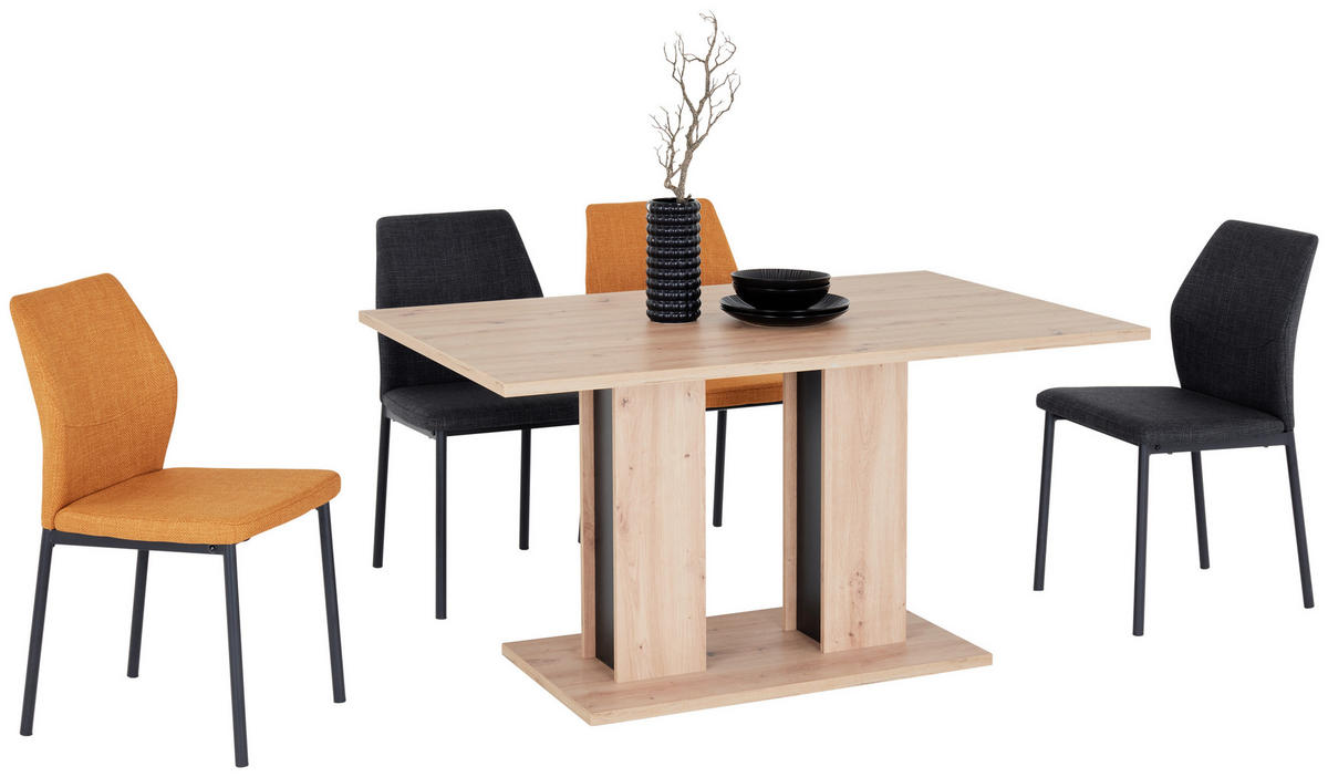 ESSTISCH rechteckig Eiche Artisan  - Schwarz/Eiche Artisan, KONVENTIONELL, Holzwerkstoff (138/74/90cm) - home24