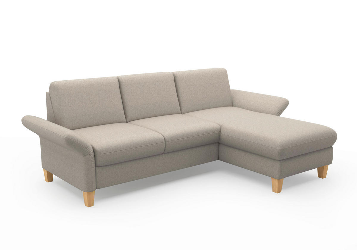 ECKSOFA ROCHELLE E Taupe Flachgewebe  - Taupe/Eichefarben, KONVENTIONELL, Holz/Textil (251/164cm) - Sit & More