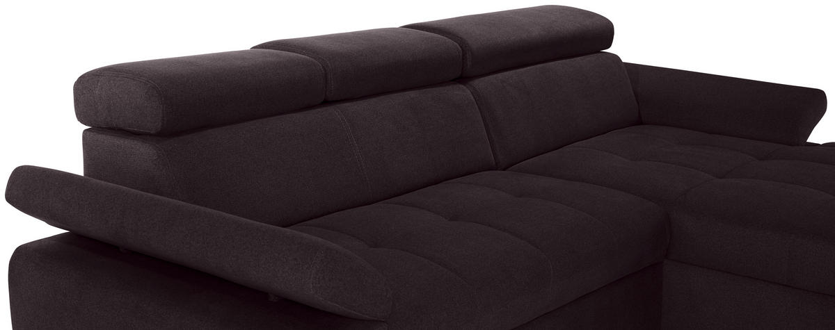 ECKSOFA Aubergine Velours  - Silberfarben/Aubergine, Design, Holz/Textil (292/183cm) - Livetastic