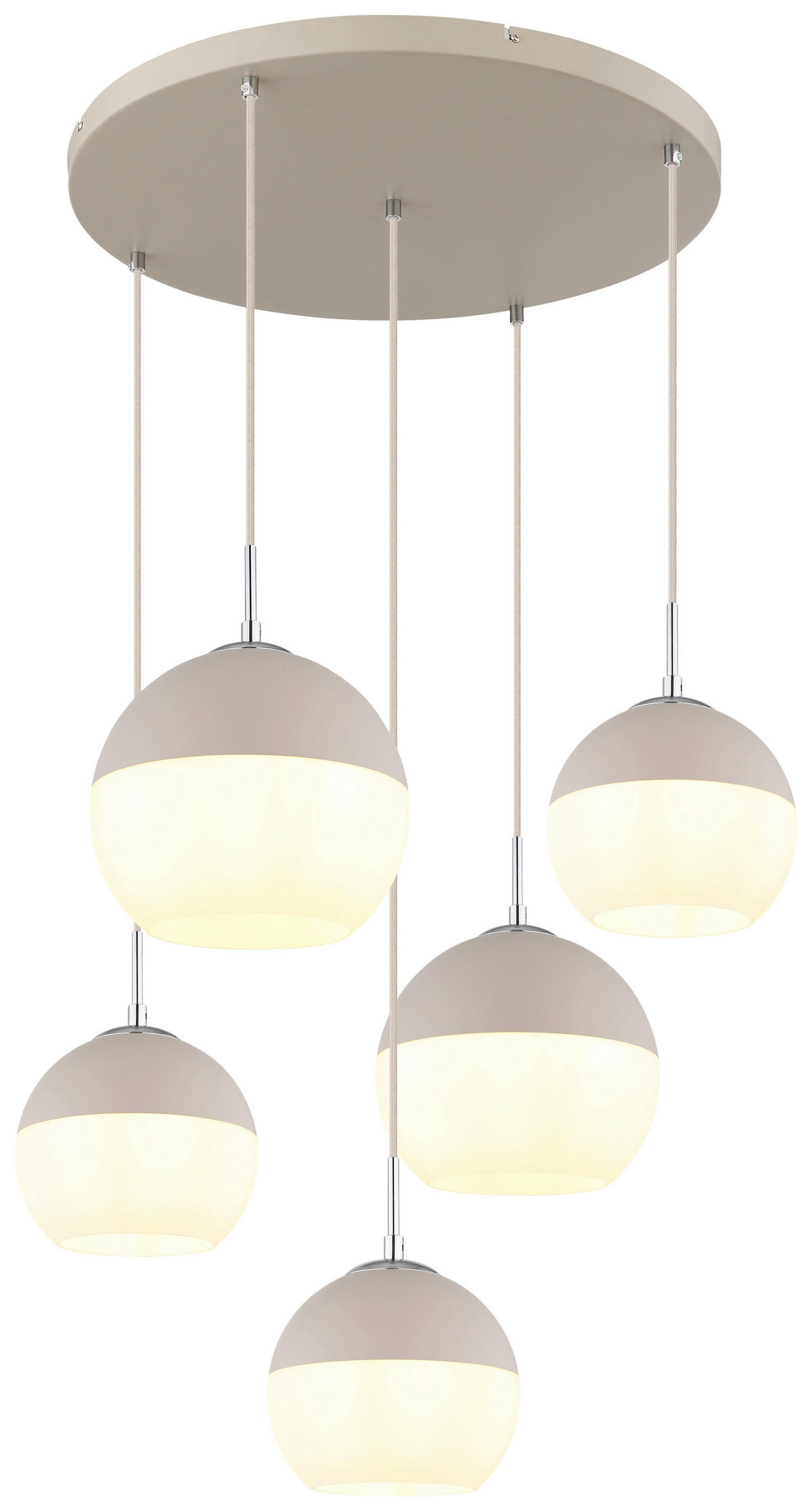 HÄNGELEUCHTE 75/120 cm   - Sandfarben/Chromfarben, Trend, Glas/Metall (75/120cm) - Collet's Monde