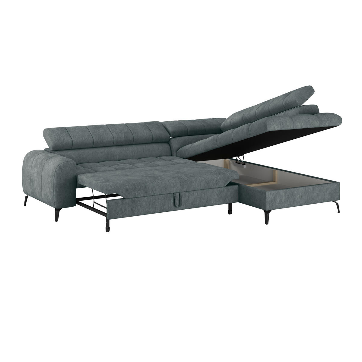 ECKSOFA in Grau  - Schwarz/Grau, Trend, Kunststoff/Textil (261/203cm) - Livetastic