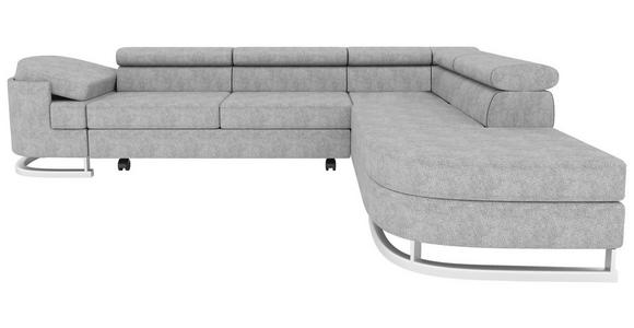 ECKSOFA in Lederlook Hellgrau  - Chromfarben/Hellgrau, KONVENTIONELL, Textil/Metall (278/224cm) - Carryhome