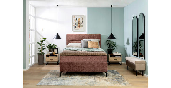 BOXSPRINGBETT 140/200 cm in Rotbraun - Rotbraun/Schwarz, Design, Textil/Metall (140/200cm) - Esposa