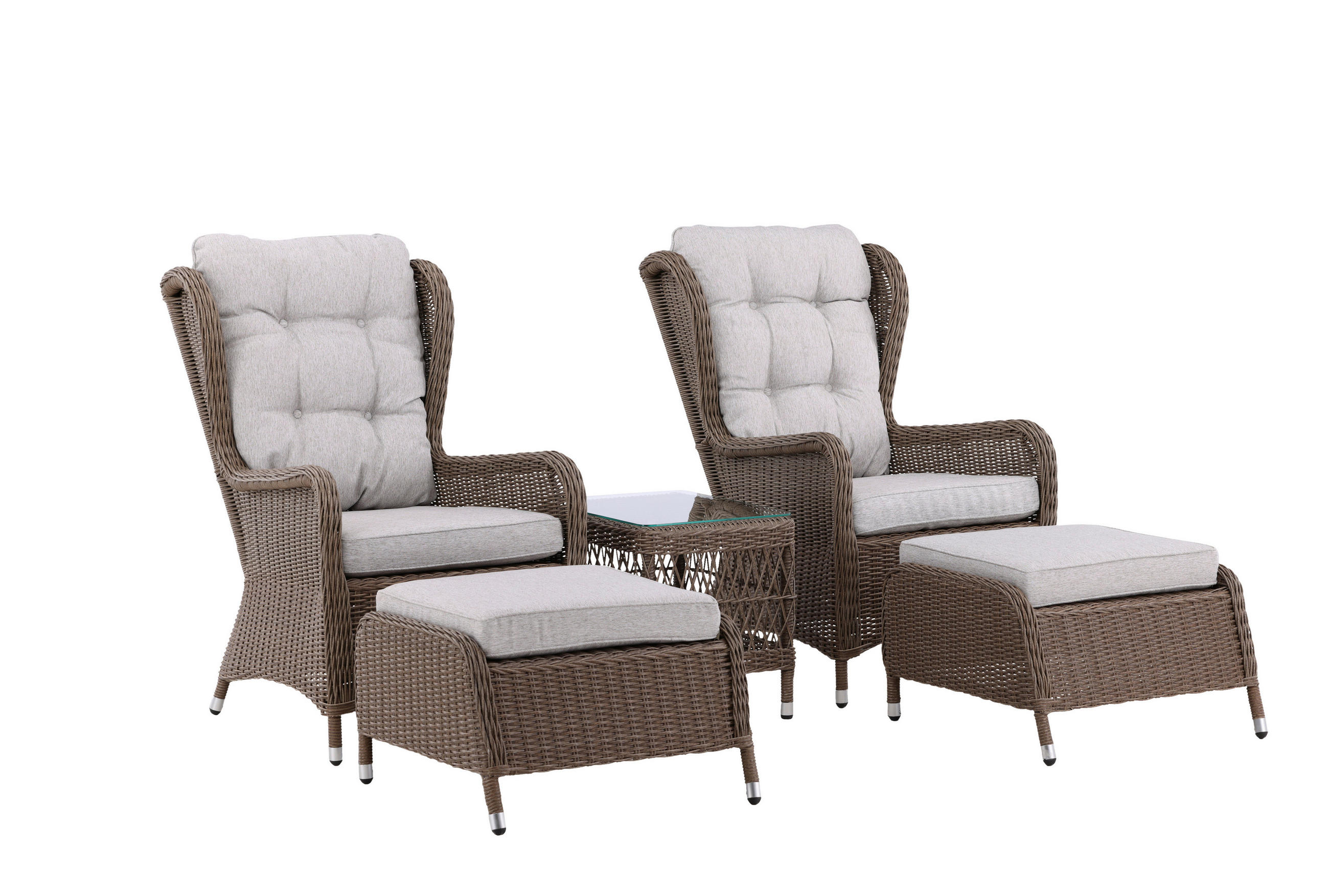 LOUNGEGARNITUR    - Beige/Braun, KONVENTIONELL, Kunststoff/Textil - Gardenson