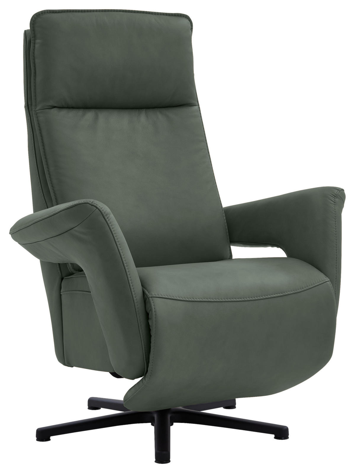 RELAXSESSEL in Leder Dunkelgrün  - Dunkelgrün/Schwarz, Design, Leder/Metall (83/112/87-174cm) - Valdera